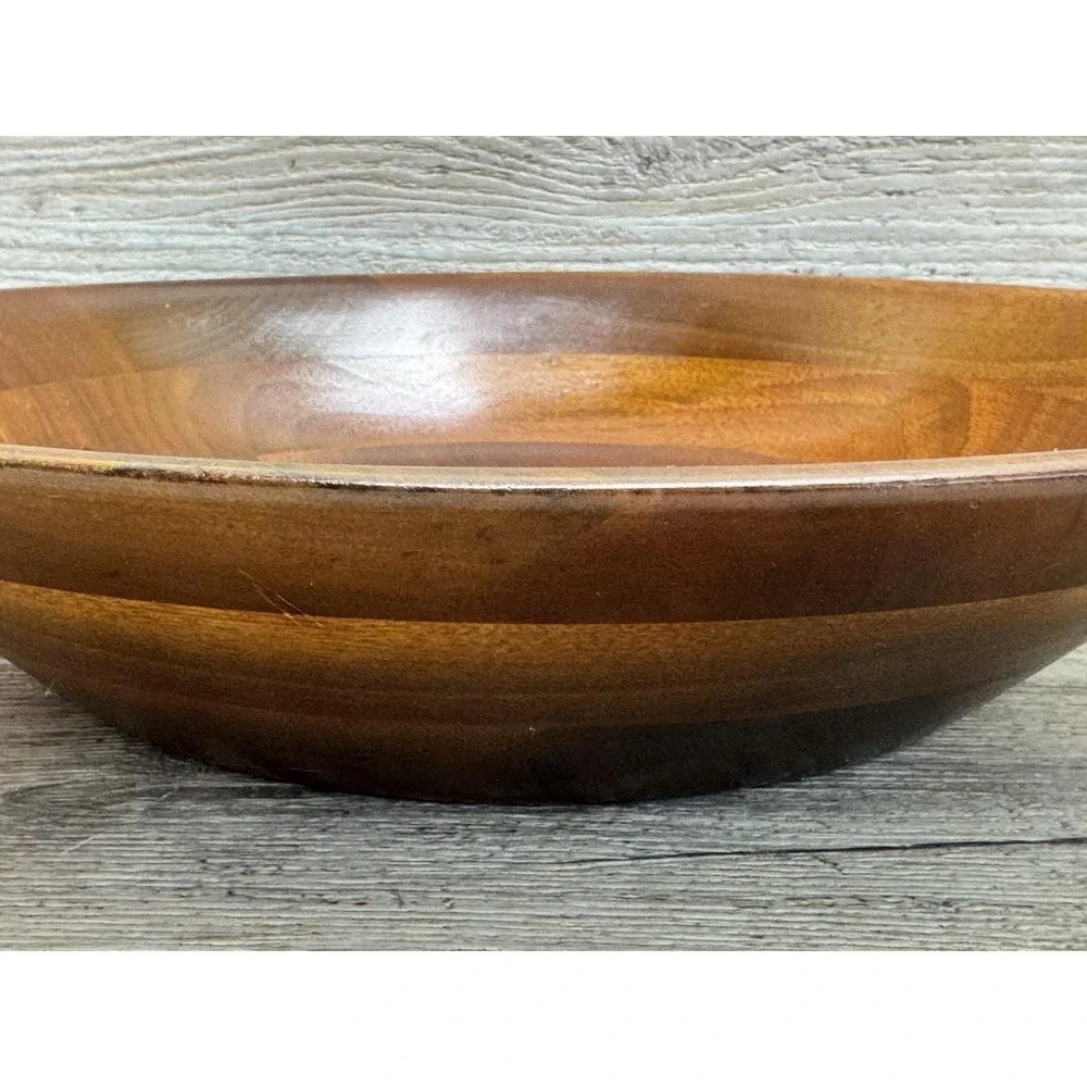 Vermillion Retro Mid Century 60-70's Vintage Walnut Wooden Bowl USA Made 12